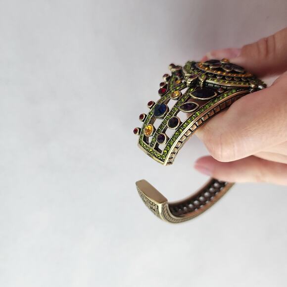 Heidi Daus Bracelet Hinge Gold Bronze Kaleidoscope French Twist Green Purple New - Picture 8 of 9